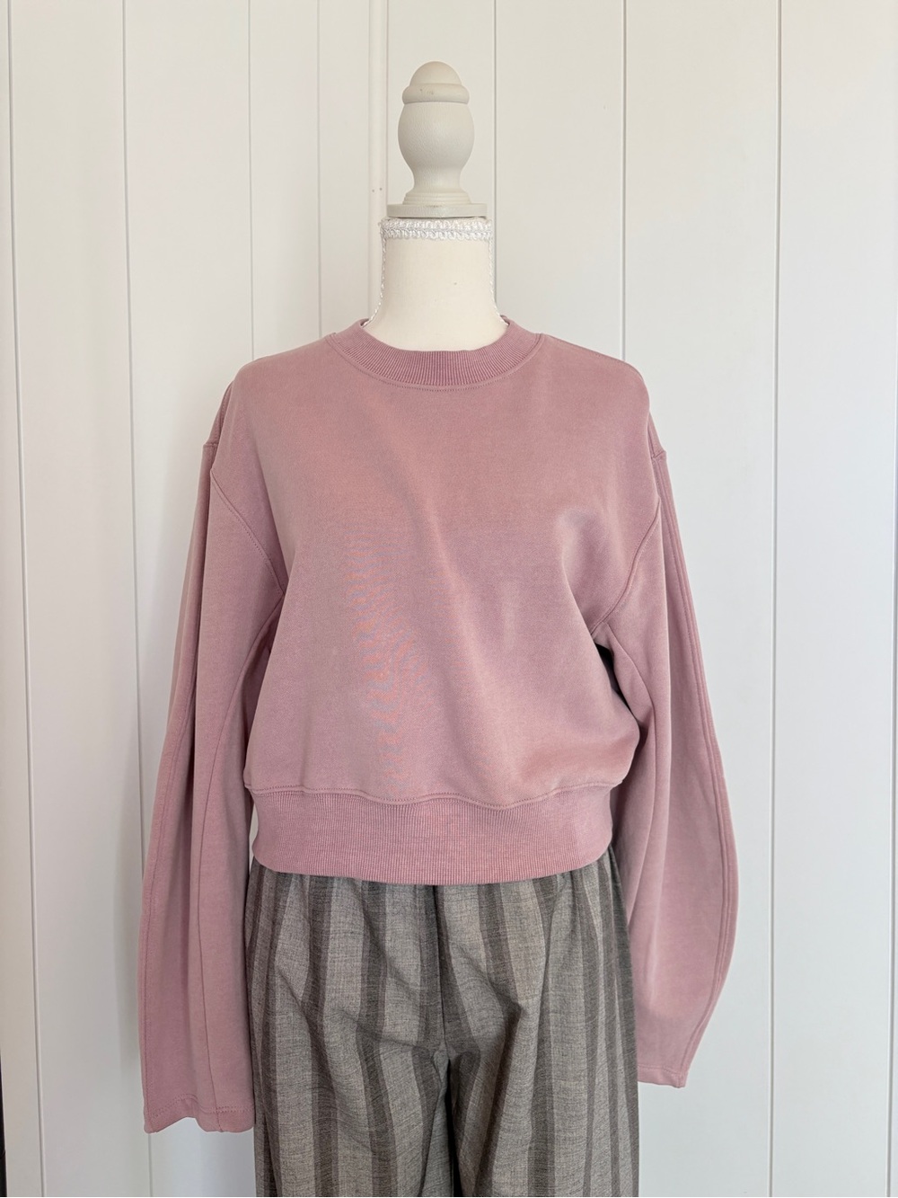 Relaxed Dusty Rose Crew Sweater
